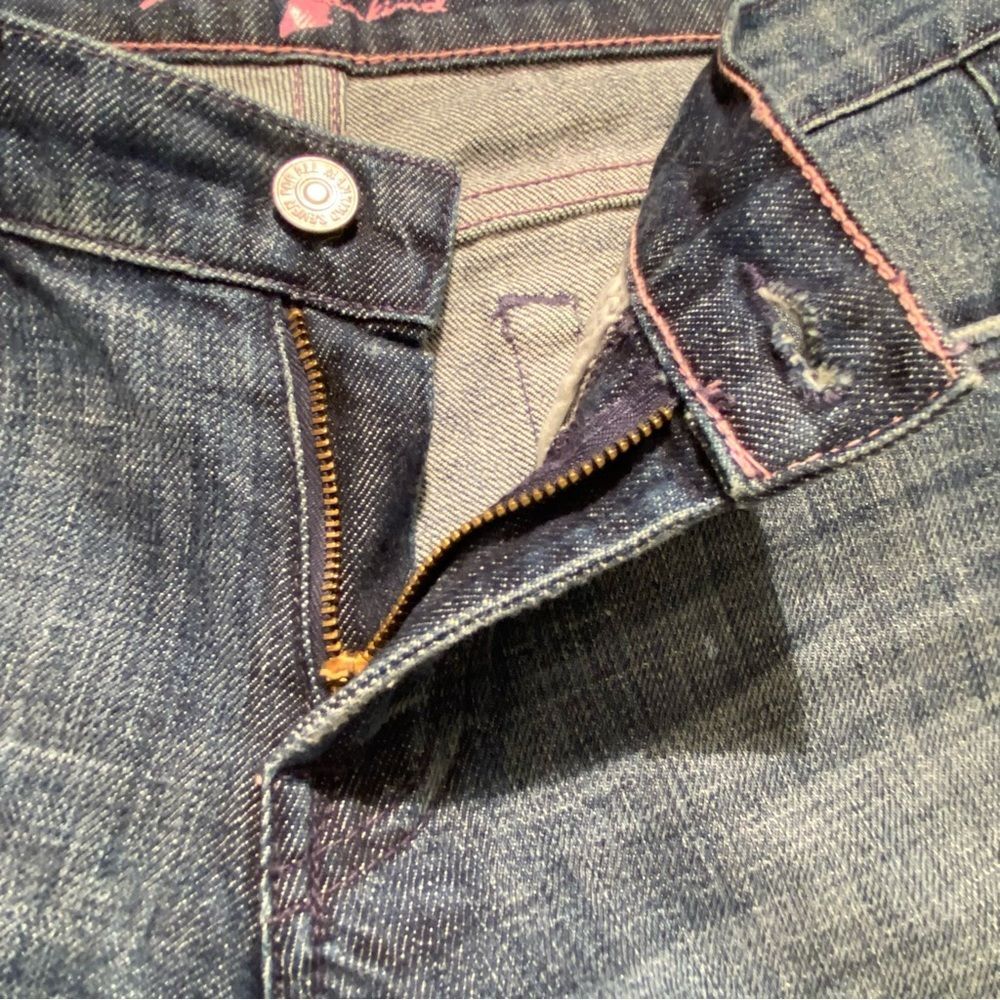 7 For All Mankind Women’s Bootcut Pink Stitch Blue Jeans, Size 27 - Picture 5 of 12
